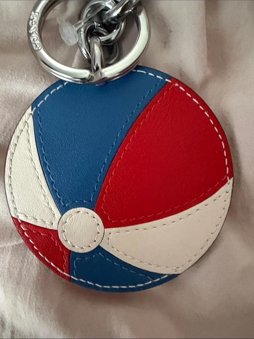 Coach Red, Blue & White Round Beach Ball Keychain